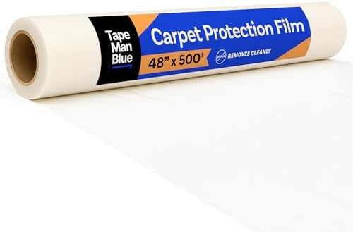 TapeManBlue Carpet Protection Film, 48 inch x 500 Foot roll, Self Adhesive by TapeManBlue