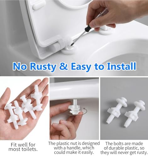6 Pcs Toilet Seat Screws Replacement Kit, Plastic Toilet Seat Bolt and Nut - Image 5