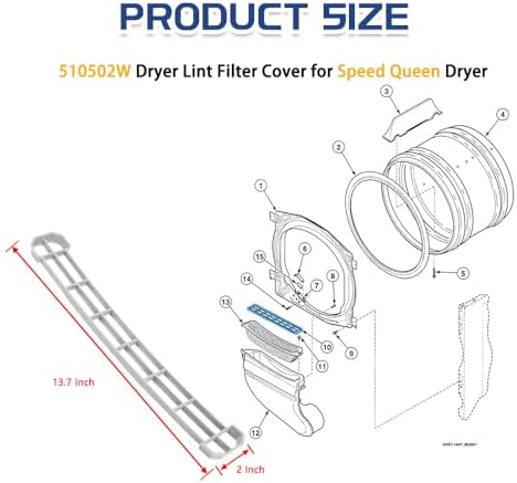 510502W Dryer Lint Filter Cover, Dryer Lint Screen Cover fit - Image 3