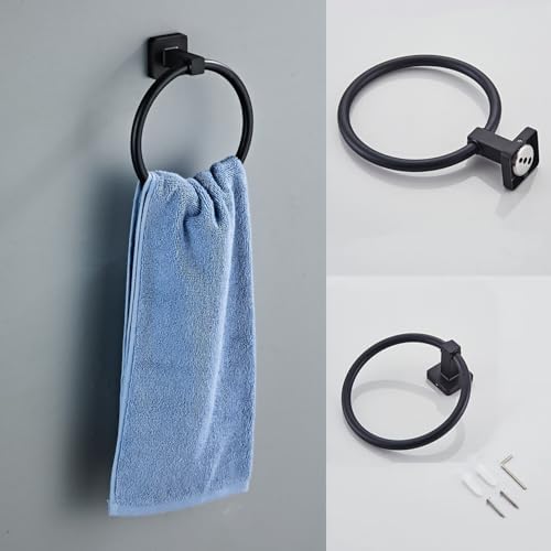 Matte Black Bathroom Hardware Set 4 Pieces, Towel Bar Set Stainless Steel Wall - Image 6