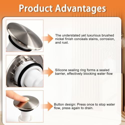 Drain Sink Stopper for Pfister 972-098J, Brushed Nickel Sink Plug Part - Image 3