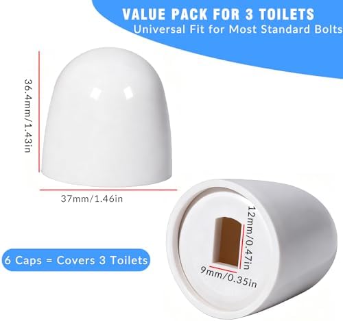 6 Packs Universal Toilet Bolt Caps, Push-On Toilet Bowl Bolt Covers - Image 3