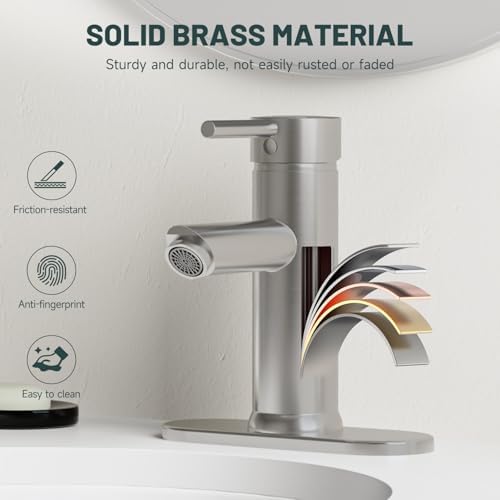 Bathroom Faucet for 1 or 3 Holes, Brushed Nickel - Image 5