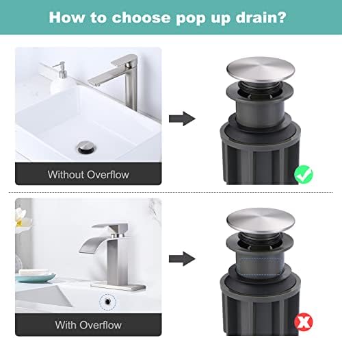 Bathroom Sink Drain Without Overflow, ARCORA Brushed Nickel Pop Up Drain - Image 3