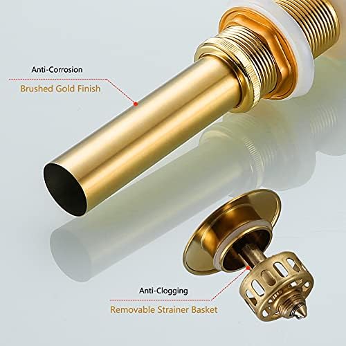 Bathroom Sink Drain Without Overflow Polished Gold, Bath Faucet Vessel Vanity - Image 4