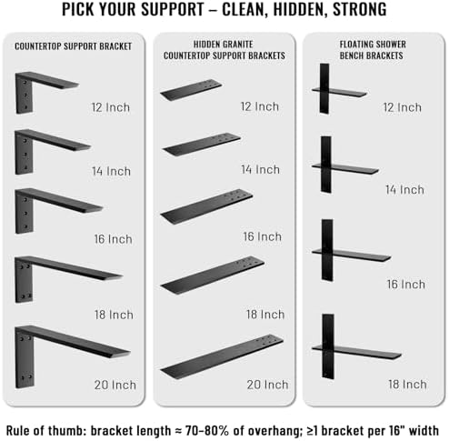 3/8" Thick Heavy-Duty Floating Shower Bench Brackets - Image 2
