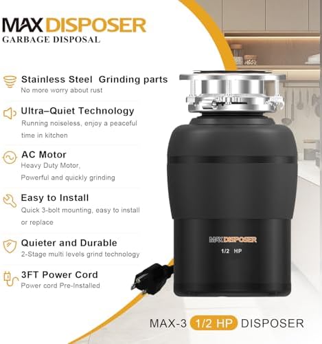 Garbage Disposal 1/2 HP Easy install Quiet - Image 3