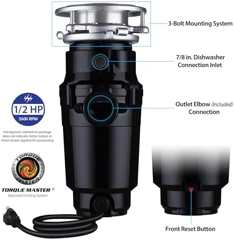 Waste Maid Garbage Disposal, Continuous Feed, 1/2 HP Standard - Image 3