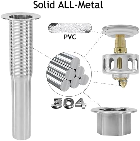 Bathroom Sink Drain, 5 Pack Drain Stopper Without Overflow, Small Cap Pop Up - Image 3