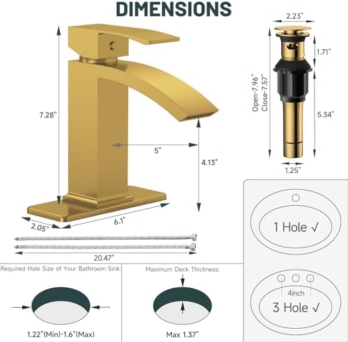 Brushed Gold Waterfall Bathroom Faucet - Image 2