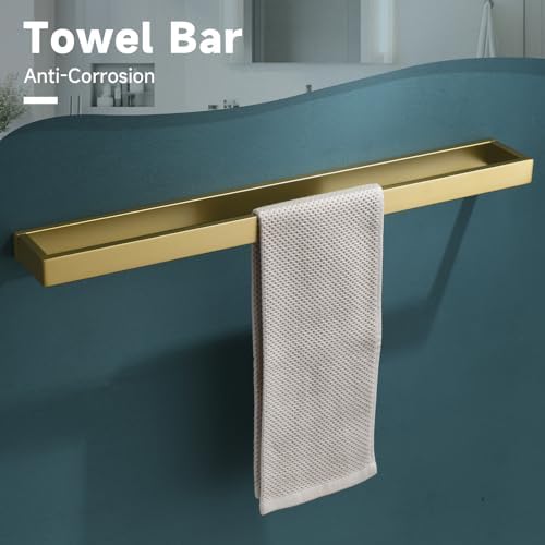 Brushed Gold 5-Pieces Bathroom Hardware Set Towel Bar Set, Stainless Steel - Image 2