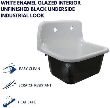 Wall Mount Sink – 22" Small Wall Mounted Bathroom Sink, Cast Iron - Image 4