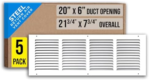 Fits 20x6 Duct Opening | Steel Return Air Grille by Handua | Vent Cover Grill by Handua