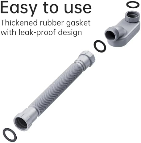 2 Pack Flexible Bathtub Drain Kit, 1-1/2 Inch Low Profile Flat P Trap, - Image 3