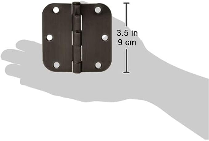 Amazon Basics Rounded 3.5 Inch x 3.5 Inch Door Hinges, Oil Rubbed Bronze - Image 4