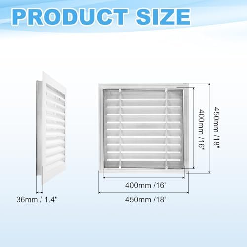 PATIKIL 18 x 18 Inch Gable Vent, 16 x 16 Inch Duct Opening Size - Image 2