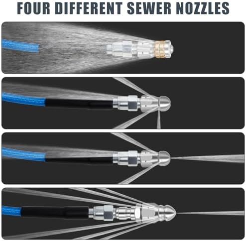 50FT Sewer Jetter Kit for Pressure Washer 5800PSI Drain Cleaner - Image 5