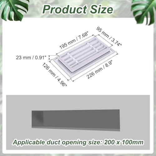 PATIKIL 8x4 Inch Linear Bar Air Vent Grille, Removable Aluminum Register Vent - Image 2