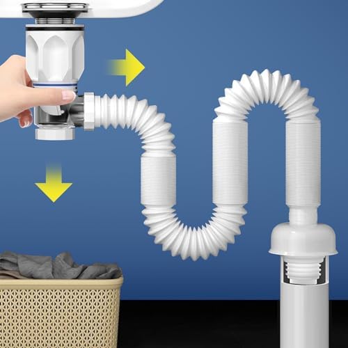 Bathroom Sink Drain Kit Flexible Expandable P-Trap Sink Drain Pipe by QruiLanTu