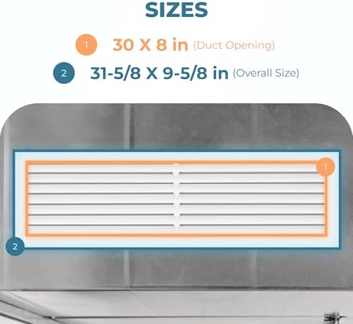 Rustproof 30 x 8 Inch Aluminum Vent Cover – Quiet Return Air Grille - Image 3