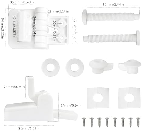 Toilet Seat Hinges Replacement Parts – White Plastic Hinge Set - Image 5