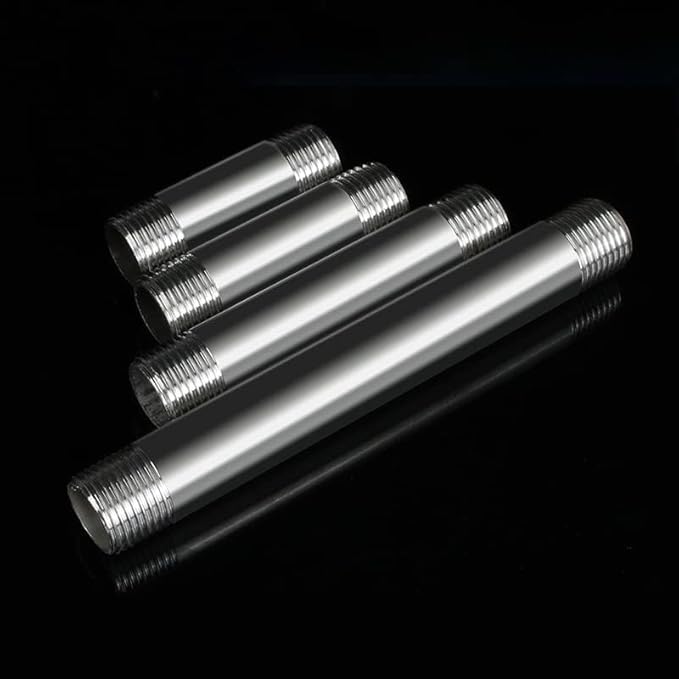 304 Stainless Steel Nipple Pipe Fitting 3/8" NPT X 3/8" NPT Male Thread Cast - Image 2