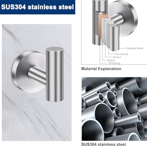 5 Pieces Bathroom Hardware Accessories Set Brushed Nickel, 24Inch Round Towel - Image 3
