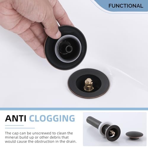 Angle Simple Bathroom Sink Stopper Oil-Rubbed Bronze, Pop Up Sink Drain - Image 6
