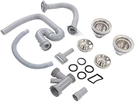 Ymiko Kitchen Sink Drainer Pipe – Stainless Steel Double Sink Drain Kit - Image 2