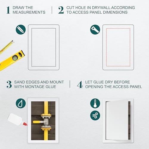 8" x 12" White ABS Plastic Plumbing Access Panel - Image 3
