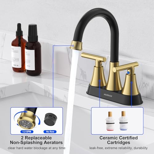 Bathroom Faucet, Hurran 4 inch Centerset 2-Handle Lead-Free - Image 5