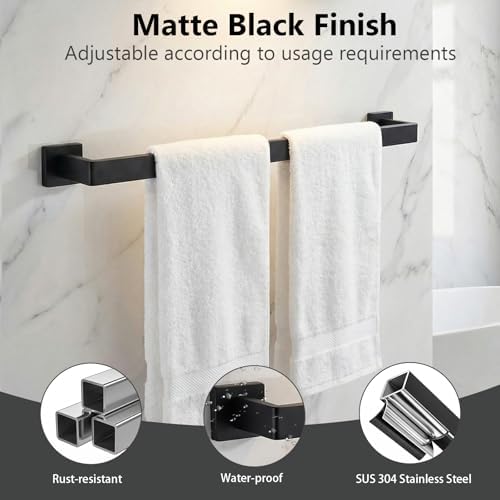 Tudoccy 10-Piece Matte Black Bathroom Hardware Set, 24in SUS304 - Image 4