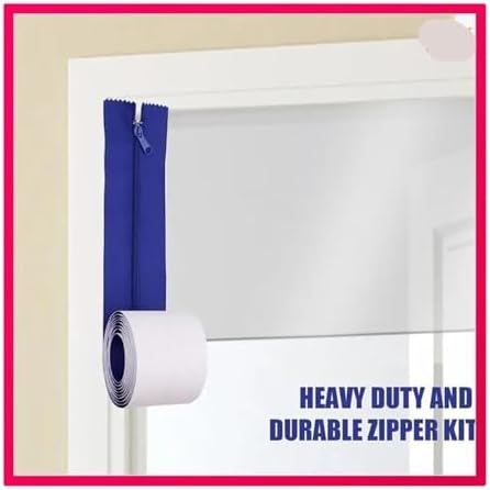 4 Roll Dust Barrier Zipper, Instant Door Protection Self-Adhesive Tarp Double - Image 6