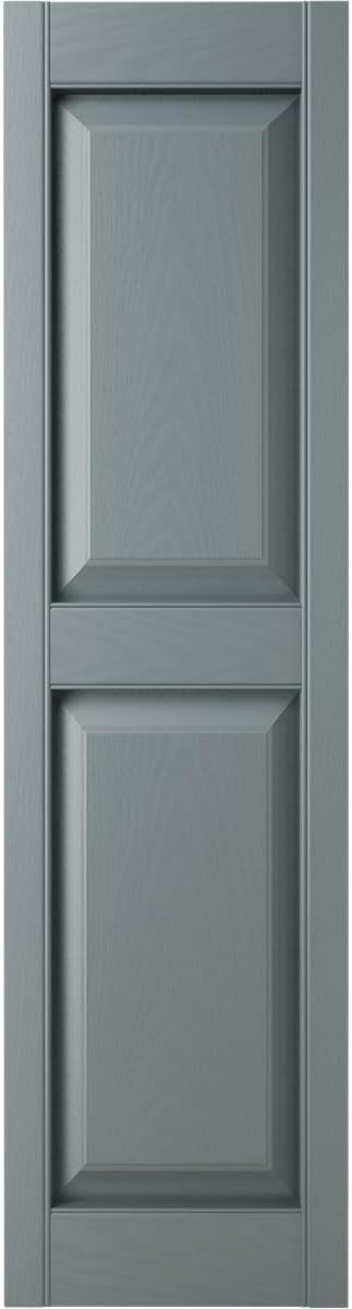 14 3/4"W x 80"H Lifetime Vinyl, Standard Two Equal Panels, Raised Panel Shutters - Image 2
