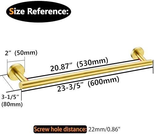 Nolimas Brushed Gold Bath Hand Towel Bar Single Bars Towel Rack Rod Classic - Image 3