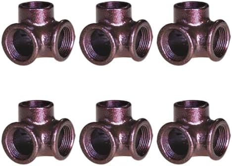 1/2" 3-WAY ELBOW Industrial Threaded Black Iron Pipe Fittings; Hammered Bronze by PRIMPIPEWORKS