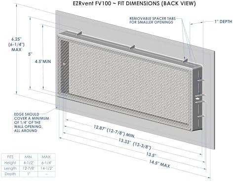 FV100-8H Easy Replacement Vent, Foundation Crawlspace and Garage 5x14 Rough - Image 4