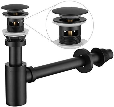 Bathroom Sink Stopper P-Trap Complete Set Adjustable 1-1/4 Sink Drain Kit Tube by Miraga