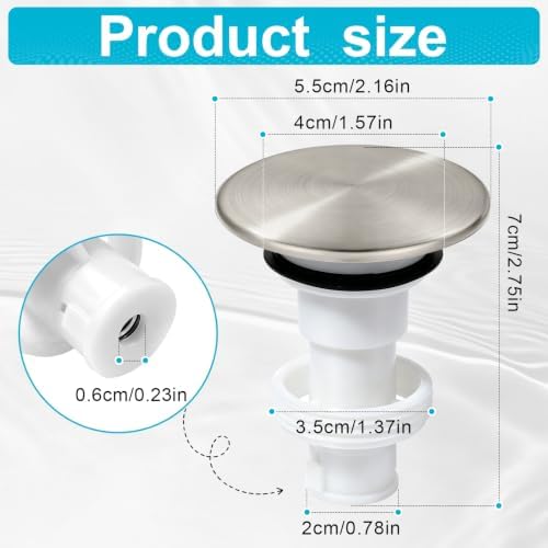 Pop Up Drain Stopper Bathroom Sink Compatible - Image 2