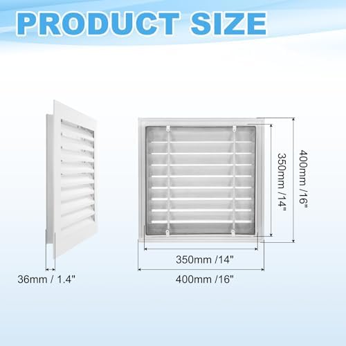 PATIKIL 16 x 16 Inch Gable Vent, 14 x 14 Inch Duct Opening Size - Image 2