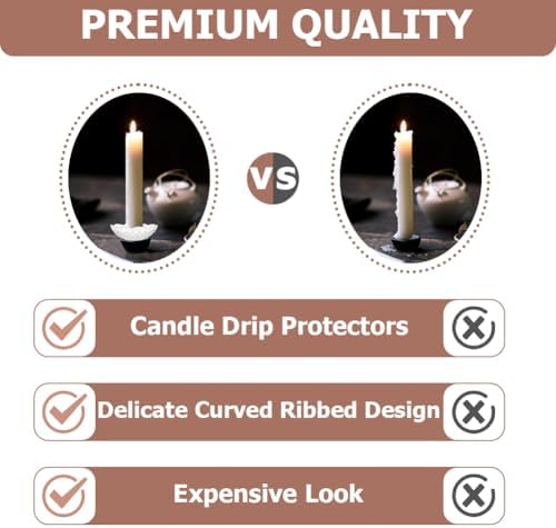 GORGECRAFT 6Pcs Candle Glass Bobeches Candlestick Holders Ribbed Candle Drip - Image 6