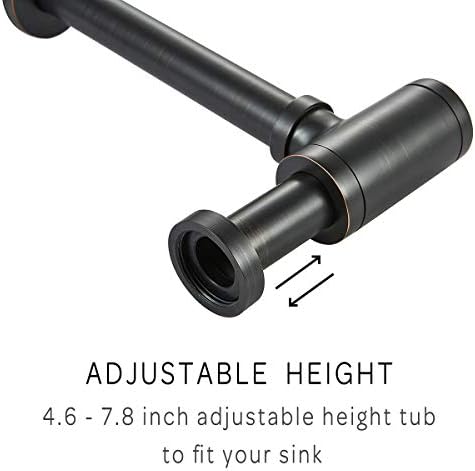 Brass Round Bottle P Trap, Basin Sink Waste Trap Drain Tube Kit Adjustable - Image 4