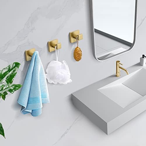 TQKAG Bathroom Towel Hook, 2 Pack Coat Robe Holder, Brushed Gold - Image 2