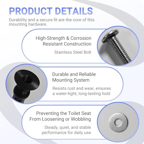 2-Pack THU651N Mount Toilet Seat Hardware Kit Replacement Bolts - Image 5