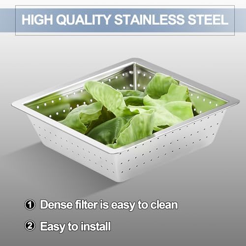 Tuanse 4 Pcs 10 x 10 x 3'' Stainless Steel Commercial Floor Drain Strainer - Image 4