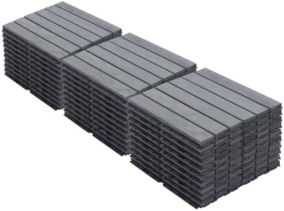30 PCS Interlocking Deck Tiles, Striped Pattern 12"x12" Acacia Wood Outdoor by Unknown