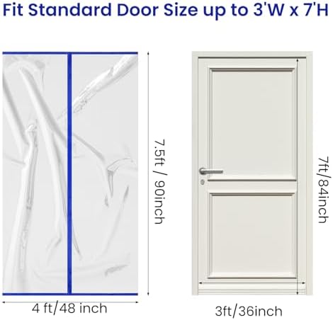Dust Barrier Door Kit Construction Door Barrier 4'W x 7.5'H Reusable Plastic - Image 2