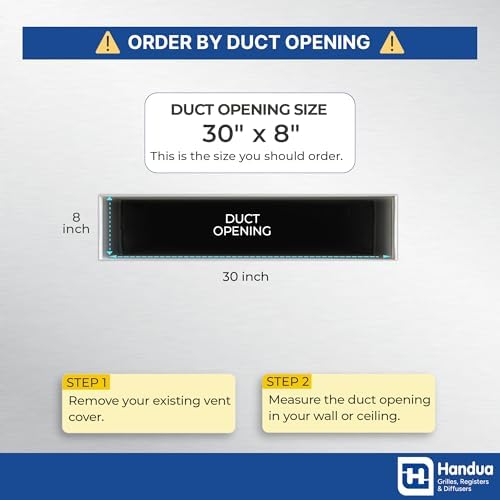 Fits 30x8 Hole | Aluminum Return Air Grille by Handua | Vent Cover Grill - Image 2