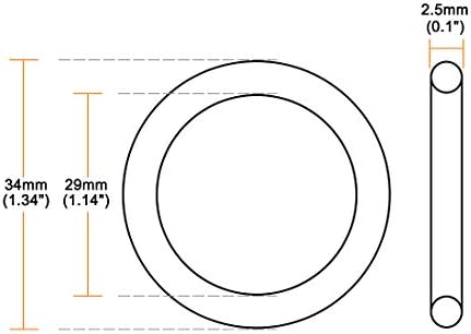 uxcell Nitrile Rubber O-Rings 34mm OD 29mm ID 2.5mm Width, Metric Nitrile - Image 3