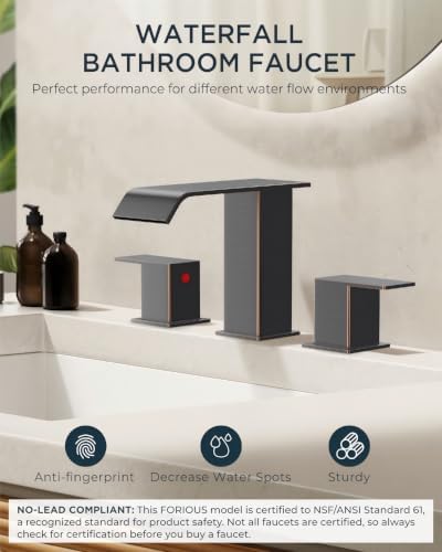 FORIOUS Bathroom Faucets 3 Hole 8 Inch Widespread Sink Oil Rubbed Bronze - Image 6